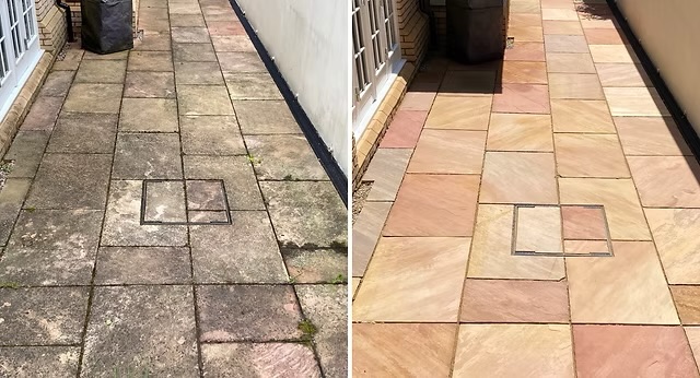 Before and after exterior cleaning